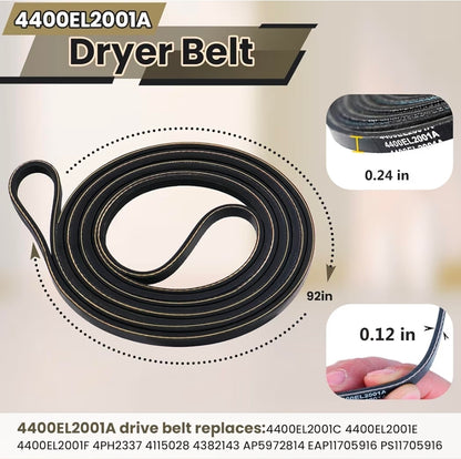 Upgraded Dryer Roller Kit for LG Kenmore Dryer Parts, Dryer Repair Kit Include 4581EL2002L Dryer Rollers, 4561EL3002A Dryer Idler Pulley, 4400EL2001F Dryer Belt Compatible with DLE3733W DLE3777W