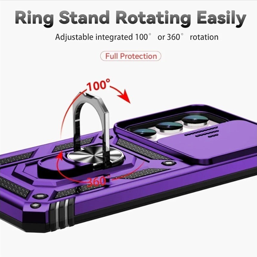 Samsung Galaxy S23 FE Slide Camera Lens Ring Stand Case Cover Durable 360 Case - Horizon Endless