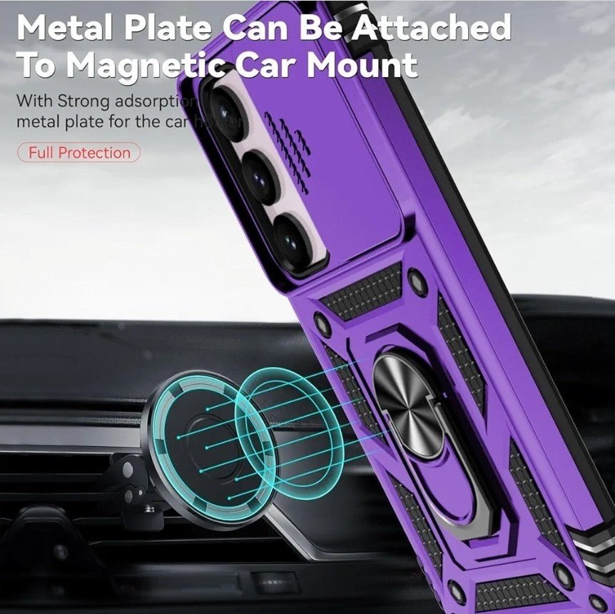 Samsung Galaxy S23 FE Slide Camera Lens Ring Stand Case Cover Durable 360 Case - Horizon Endless