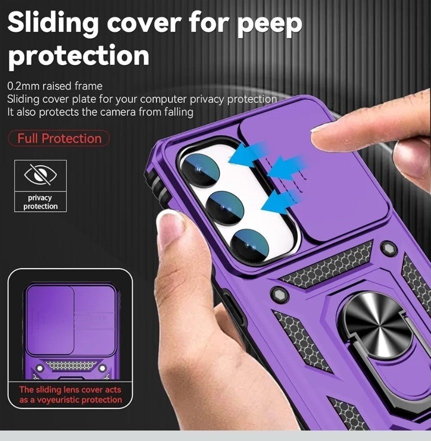 Samsung Galaxy S23 FE Slide Camera Lens Ring Stand Case Cover Durable 360 Case - Horizon Endless