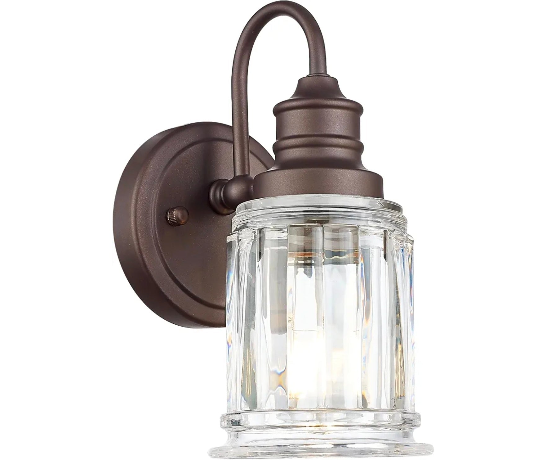 Modern Wall Sconce with Bell-Shaped Clear Glass, Bronze Finish Vanity Light for Bathroom Lighting - Horizon Endless