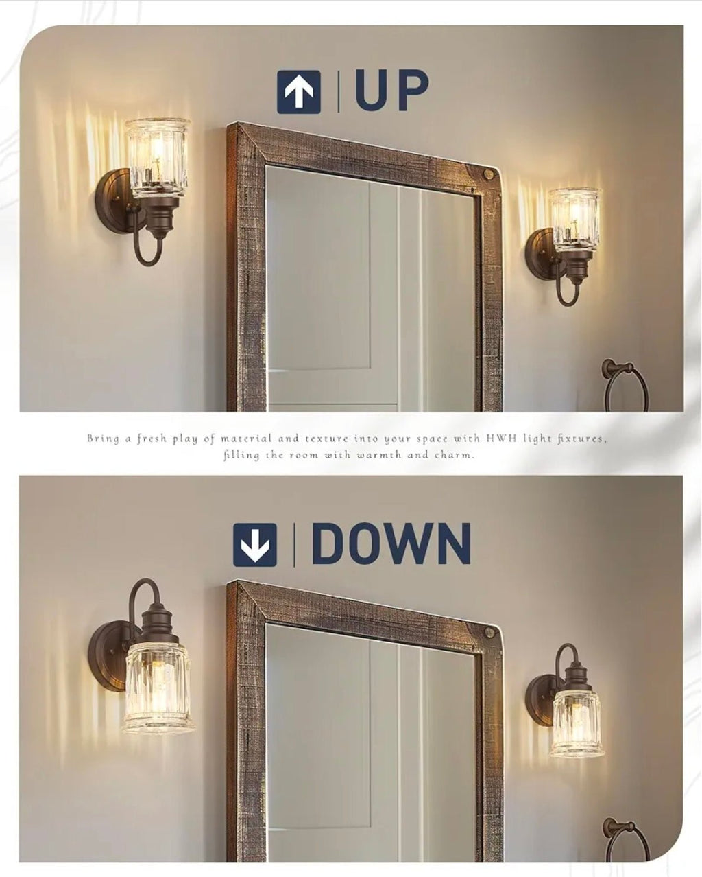 Modern Wall Sconce with Bell-Shaped Clear Glass, Bronze Finish Vanity Light for Bathroom Lighting - Horizon Endless
