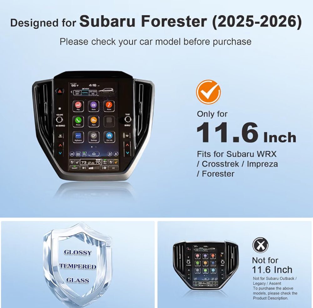 Screen Protector for 2025 2026 Forester Sport Limited Touring Wilderness 11.6-in Display for Subaru Forester Hybrid Accessories Tempered Glass Film - Horizon Endless