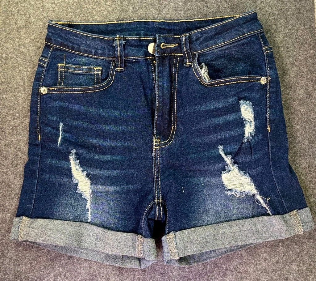 SHEIN Dark Wash Distressed Jean Shorts Women’s Denim Size 2 - Horizon Endless