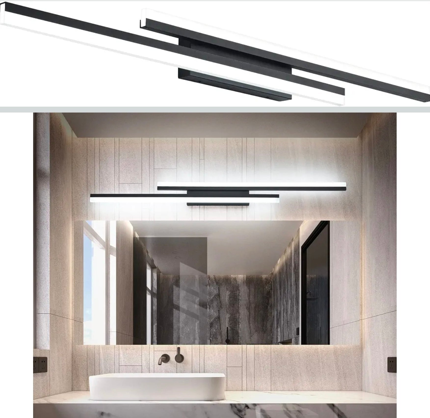 Sleek 48" Dimmable Black Vanity Light LED Modern Bath Lighting - Horizon Endless