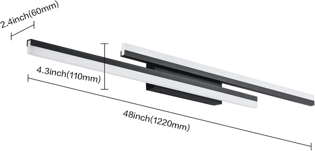 Sleek 48" Dimmable Black Vanity Light LED Modern Bath Lighting - Horizon Endless