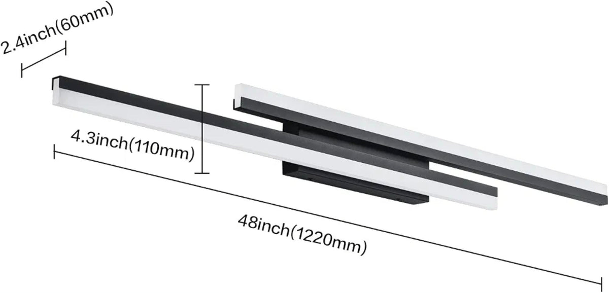 Sleek 48" Dimmable Black Vanity Light LED Modern Bath Lighting - Horizon Endless