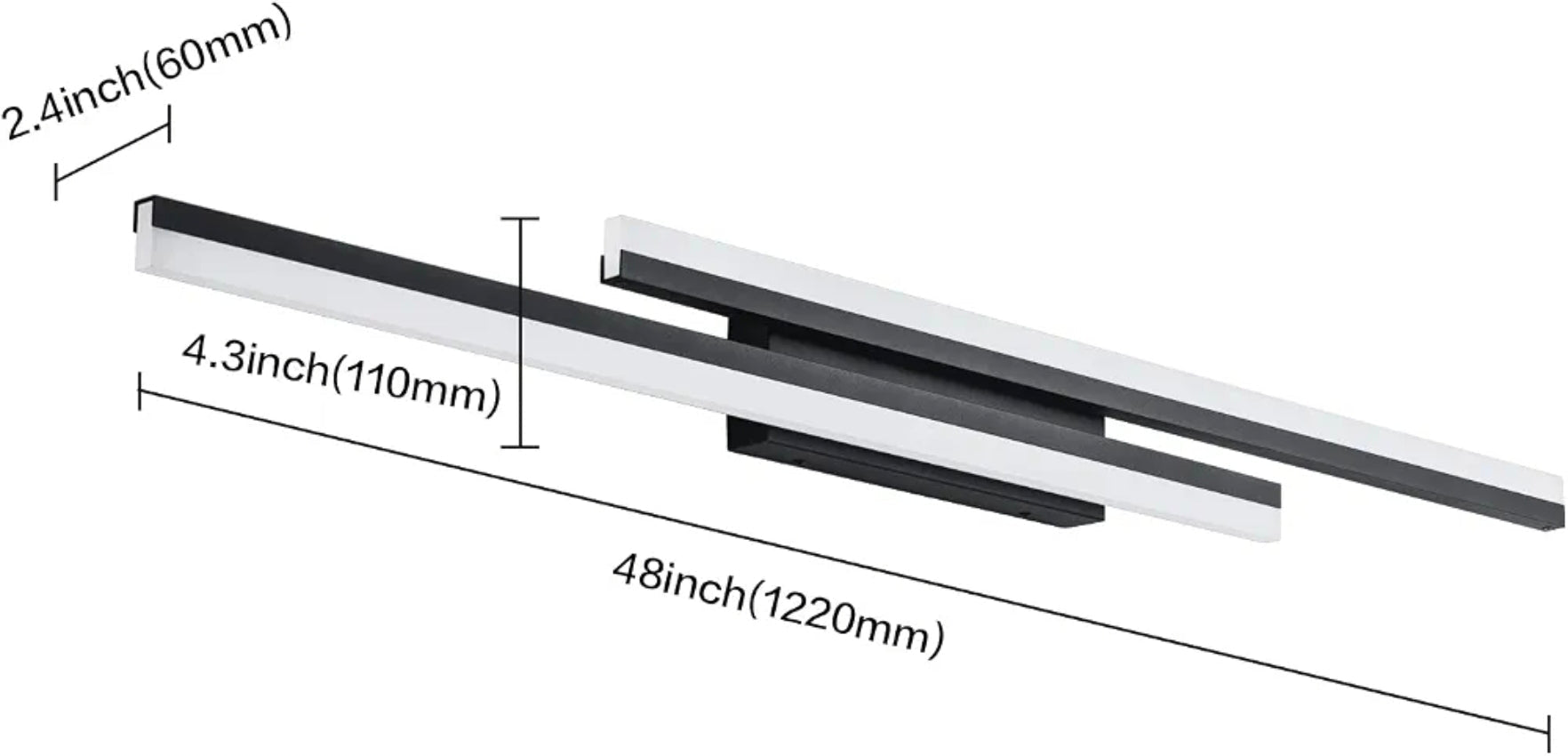 Sleek 48" Dimmable Black Vanity Light LED Modern Bath Lighting - Horizon Endless