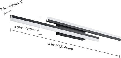 Sleek 48" Dimmable Black Vanity Light LED Modern Bath Lighting - Horizon Endless