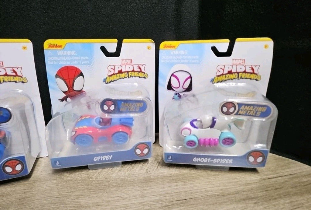 Spidey and His Amazing Friends 4 Pack Die Cast Vehicles Marvel Toys With Display - Horizon Endless