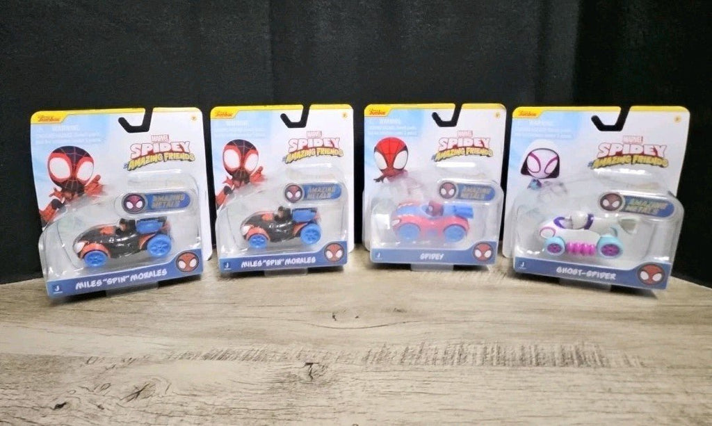 Spidey and His Amazing Friends 4 Pack Die Cast Vehicles Marvel Toys With Display - Horizon Endless