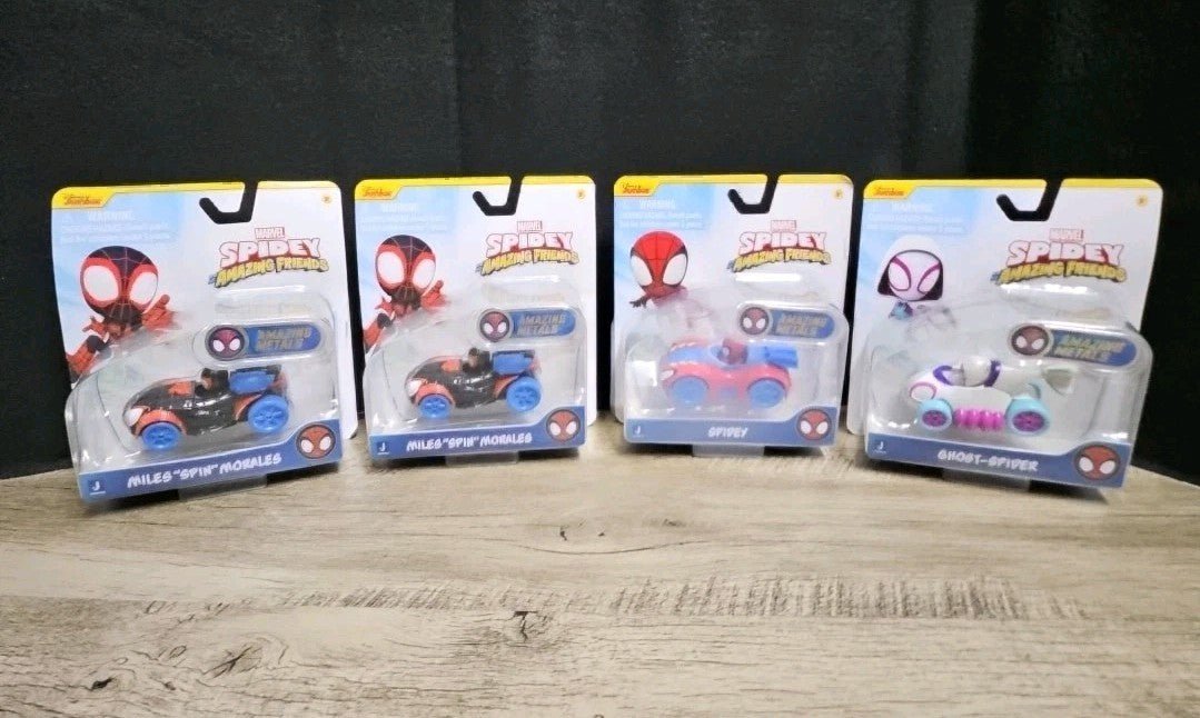 Spidey and His Amazing Friends 4 Pack Die Cast Vehicles Marvel Toys With Display - Horizon Endless