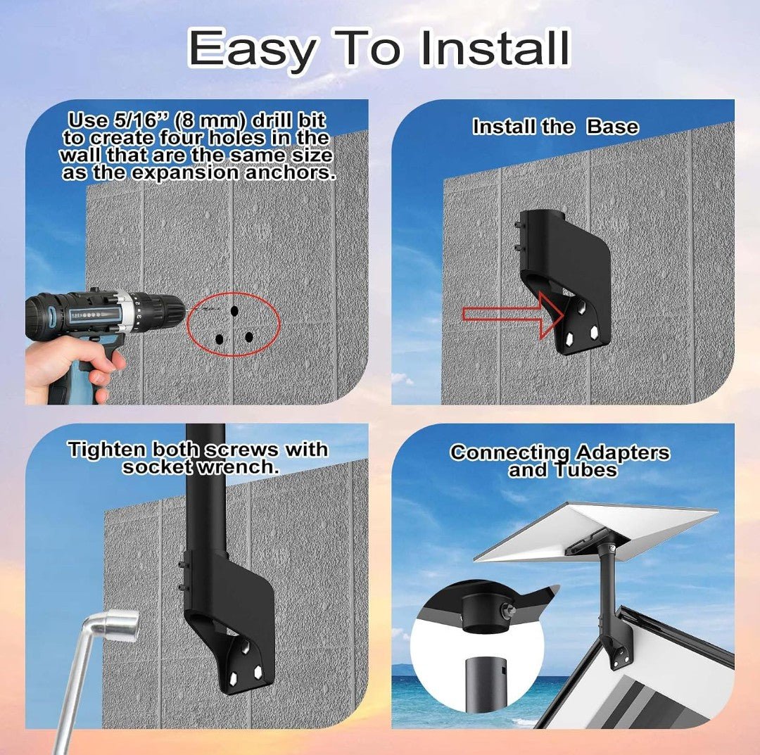 Starlink Gen 4/4X/V3 Roof & Wall Mount Kit, 360° Rotatable Adjustable Mount for Starlink Standard Dish - Horizon Endless