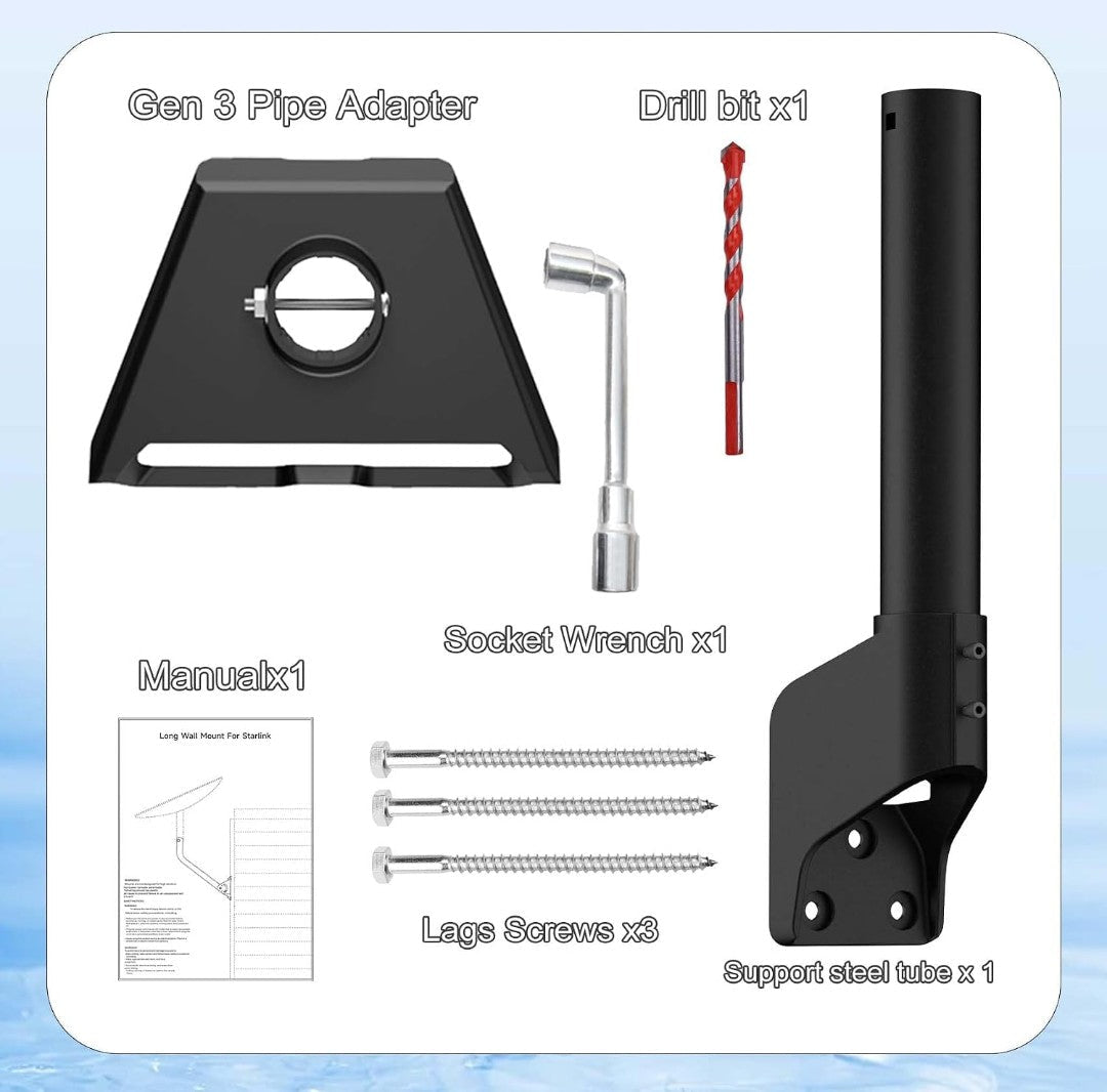 Starlink Gen 4/4X/V3 Roof & Wall Mount Kit, 360° Rotatable Adjustable Mount for Starlink Standard Dish - Horizon Endless
