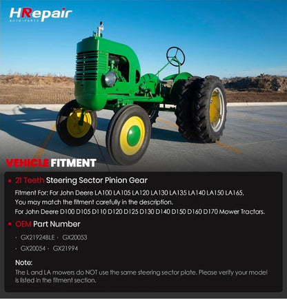 Steering Sector Pinion Gear Rebuild Kit Replacement for John Deere LA100 LA105 LA120 LA130 LA135 LA140 LA150 LA165, John Deere D Series Lawn Tractors Replaces# GX21924BLE, GX20053, GX20054, GX21994 - Horizon Endless