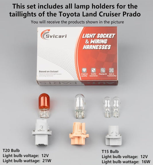 Tail Lamp Turn Signal Light Brake Stop Light Backup Reversing Lamp Socket Holder Kit Fit for Toyota Land Cruiser Prado 2700 4000 LC120 Replace OE 81555-13510 81555-60700 81565-60620 - Horizon Endless