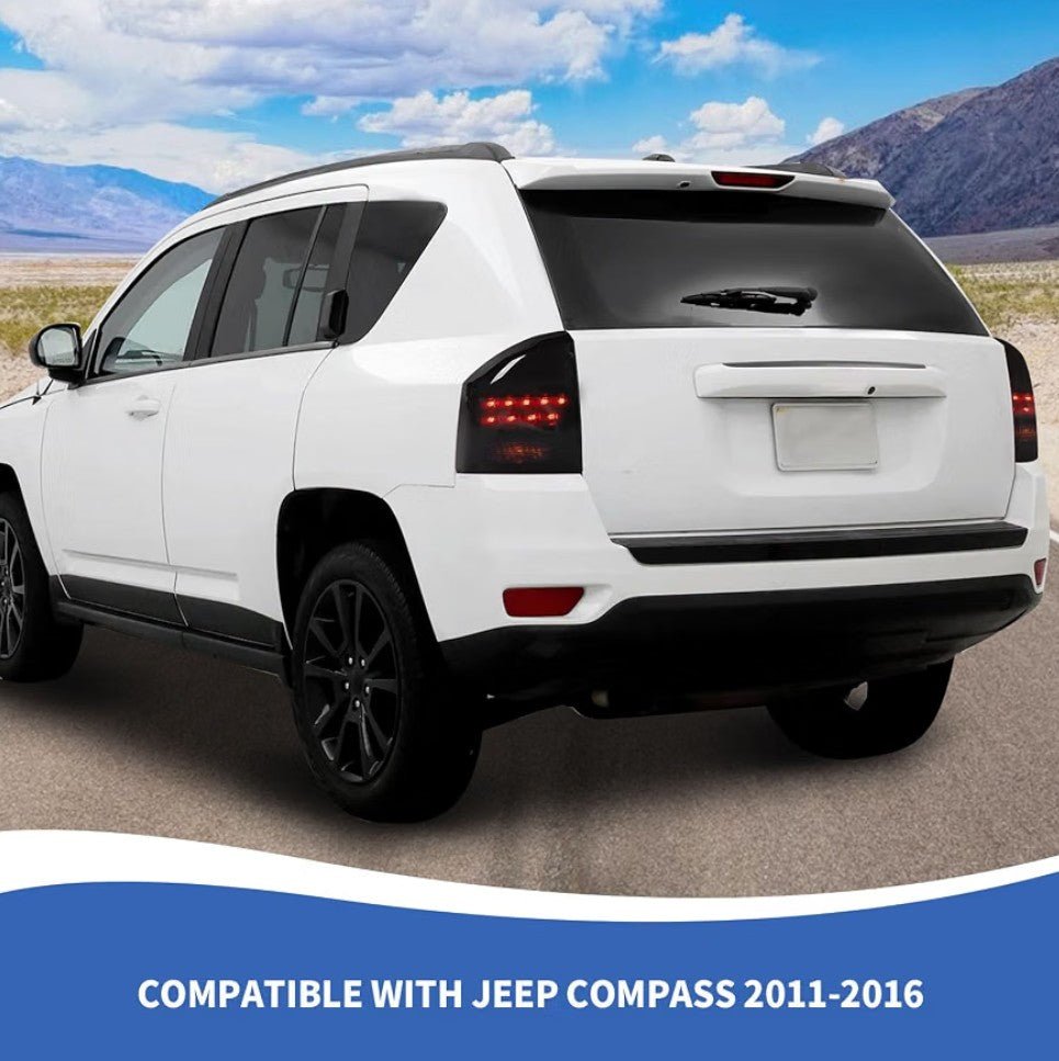 Tail Light Cover Guard Trim Bezels for Jeep Compass 2011-2016 – Smoked Black - Horizon Endless