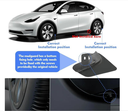 Tesla Model Y Mud Flaps, No Drill, Front & Rear, 2020-2024 No Drilling Splash Gu - Horizon Endless