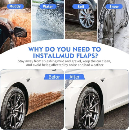 Tesla Model Y Mud Flaps, No Drill, Front & Rear, 2020-2024 No Drilling Splash Gu - Horizon Endless