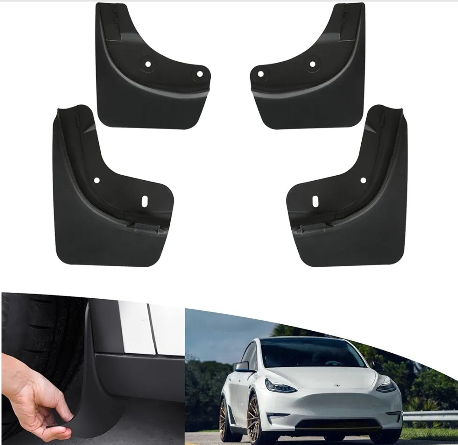 Tesla Model Y Mud Flaps, No Drill, Front & Rear, 2020-2024 No Drilling Splash Gu - Horizon Endless