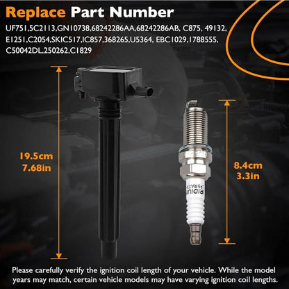 Jeep Cherokee Ignition Coil & Fiat 500X Spark Plug Set, Dodge Dart UF751 Pack - Horizon Endless