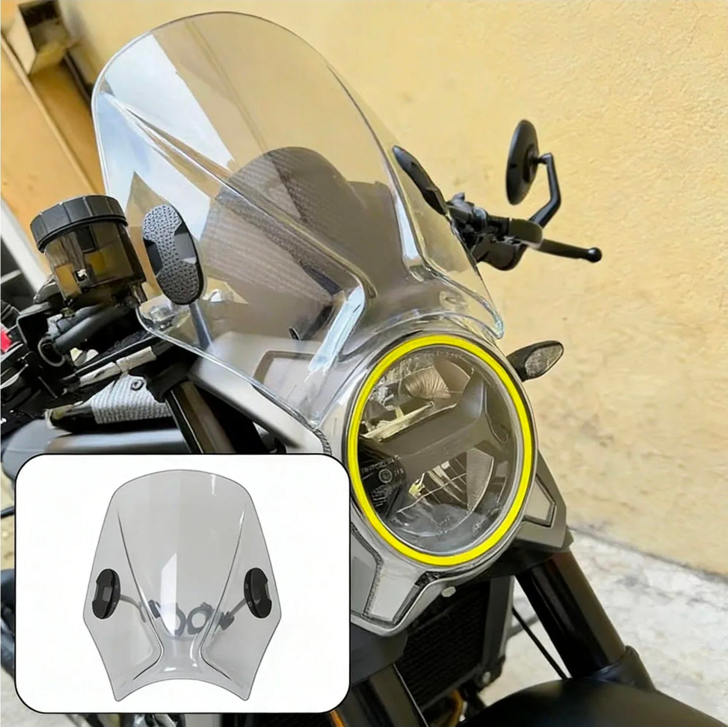 Universal Motorcycle Windshield for BMW Yamaha, Gray Windscreen Replacement - Horizon Endless