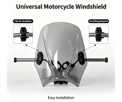 Universal Motorcycle Windshield for BMW Yamaha, Gray Windscreen Replacement - Horizon Endless
