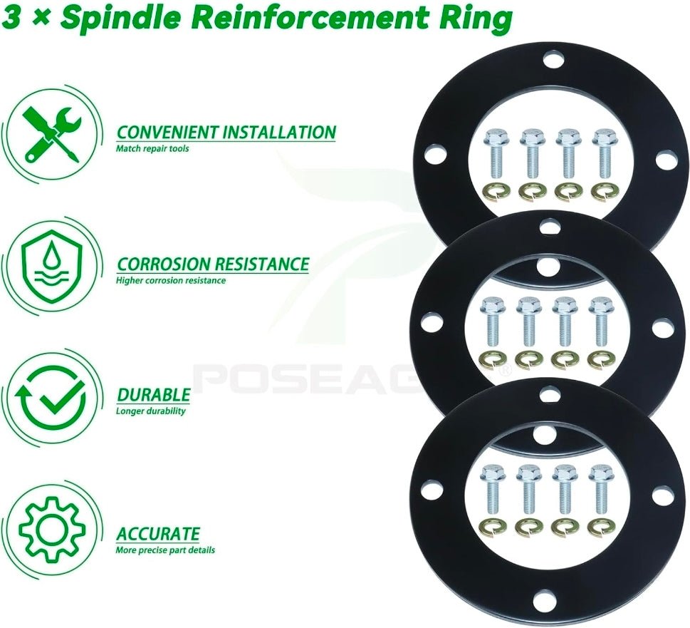 High-Strength Deck Spindle Rings + Bolts for John Deere Lawn Tractors (3 Pack) - Horizon Endless