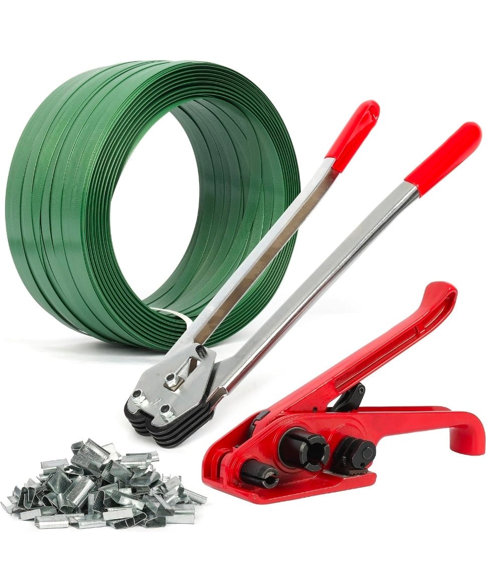 Heavy Duty Packing Strapping Kit - Tensioner, Metal Seals & 820ft PET Strapping - Horizon Endless