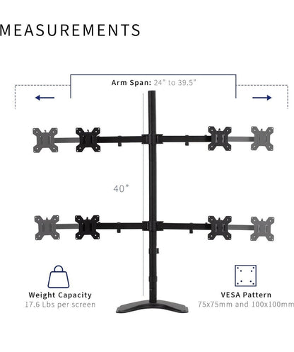 VIVO Telescoping Quad Ultra Wide 27" to 38" Monitor Freestanding Desk Stand - Horizon Endless