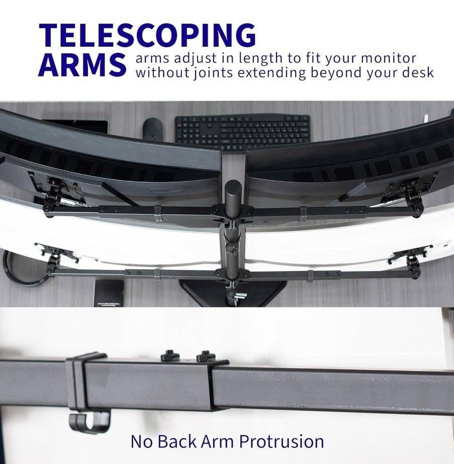 VIVO Telescoping Quad Ultra Wide 27" to 38" Monitor Freestanding Desk Stand - Horizon Endless