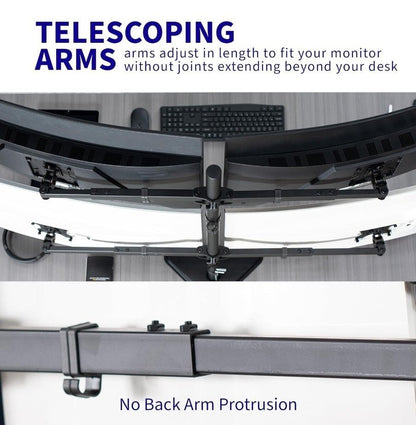VIVO Telescoping Quad Ultra Wide 27" to 38" Monitor Freestanding Desk Stand - Horizon Endless