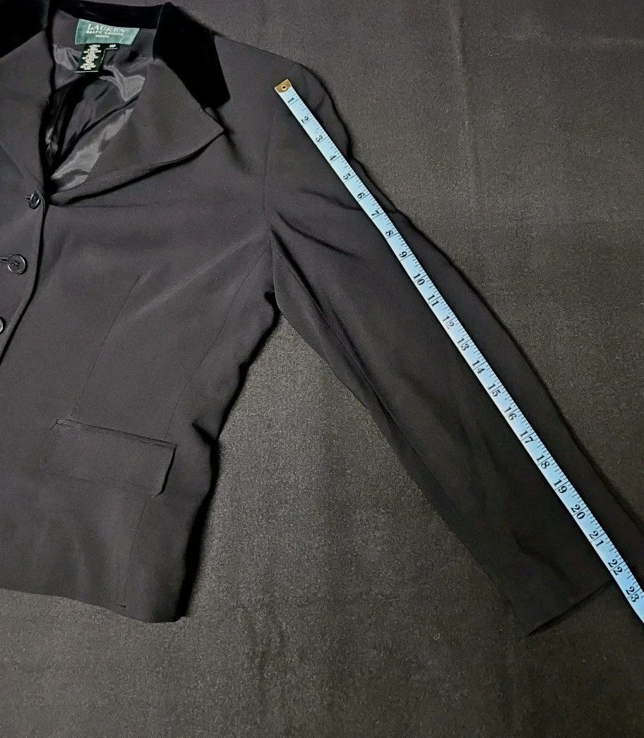 Vtg Ralph Lauren Womens Petite Size 14p Blazer Jacket Velvet Collar Dinner Jacke - Horizon Endless