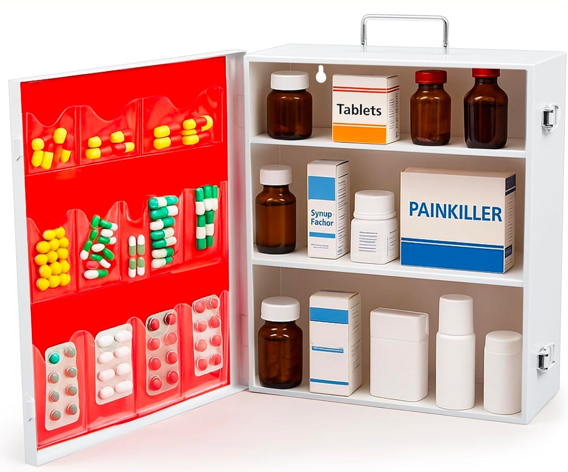 Wall Mount First Aid Cabinet, Spacious Metal Med Box with Pockets, Large Capacity Storage - Horizon Endless