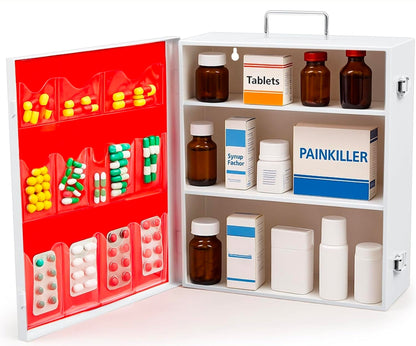 Wall Mount First Aid Cabinet, Spacious Metal Med Box with Pockets, Large Capacity Storage - Horizon Endless