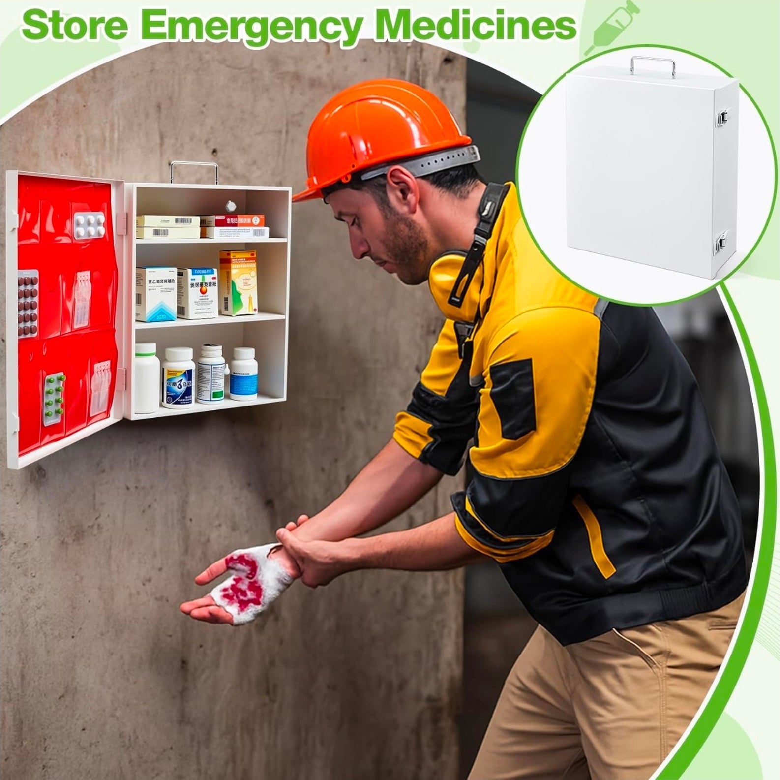 Wall Mount First Aid Cabinet, Spacious Metal Med Box with Pockets, Large Capacity Storage - Horizon Endless