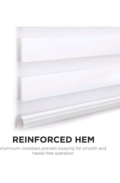 White No-Drill Zebra Blinds - Cordless Day & Night Shades, 15"x48" - Horizon Endless