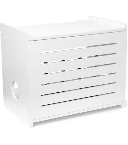 WiFi Router Storage Cabinet Router Box Hider WiFi Box Hider Shelf Cover Deluxe Pine Wood White Finish - Horizon Endless