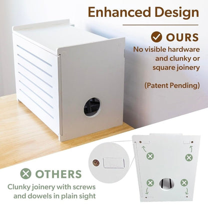 WiFi Router Storage Cabinet Router Box Hider WiFi Box Hider Shelf Cover Deluxe Pine Wood White Finish - Horizon Endless