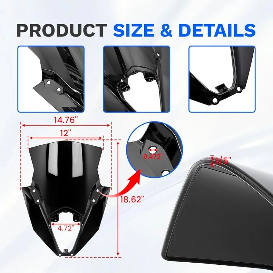 Windshield for Ninja650 ER6F 2020-2026, Motorcycle Front Fairing Windscreen Deflector Protector for Ninja 650 ER-6F Accessories (Black) - Horizon Endless